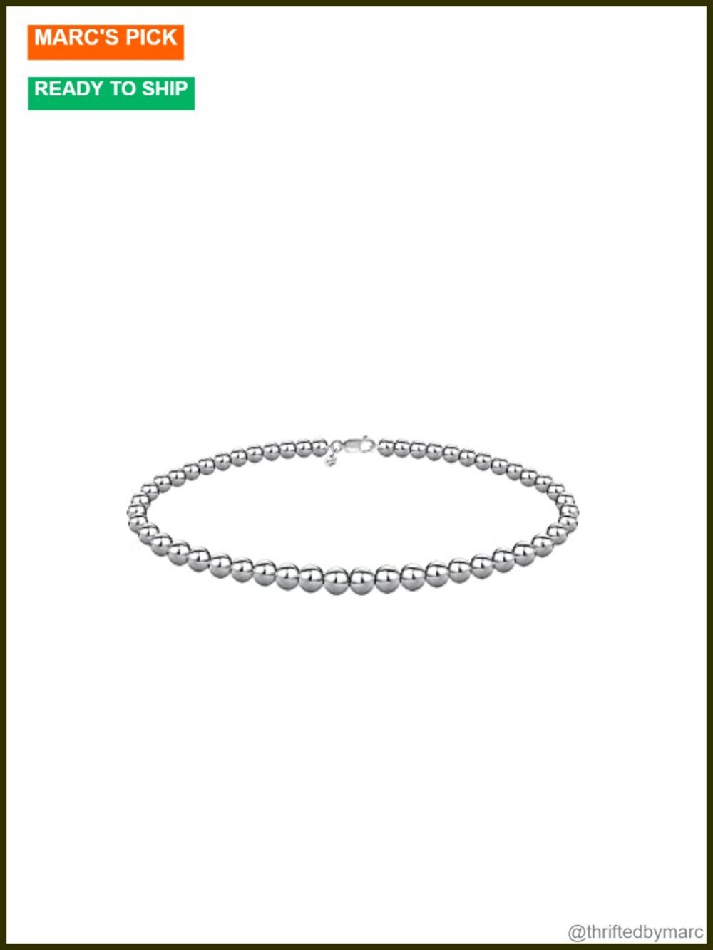 925 Sterling Silver Bead Ball Chain Bracelet for Women - Made in Italy with